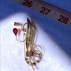 Vintage Garnet and smoky quartz like stones pin